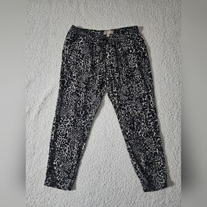 Banana Republic Slim Leopard-Print Ankle Pant, Black Print, Viscose, S